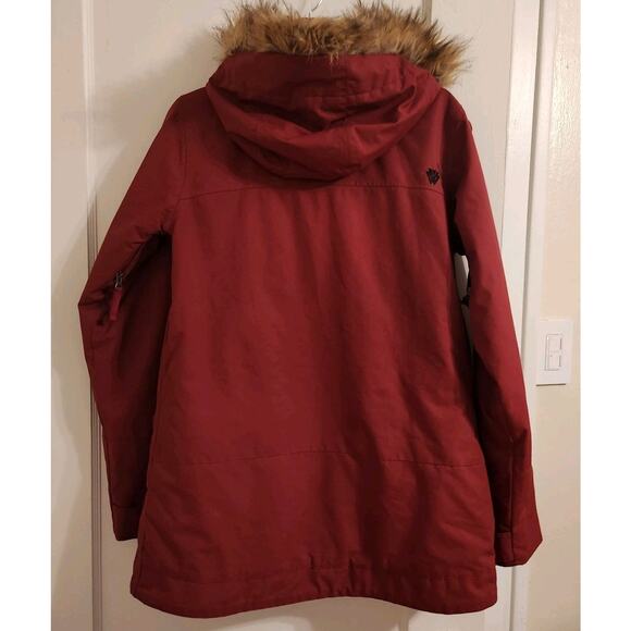 Burton Jacket Womens Med, Burgundy, Fur Trimmed Hood, Pockets, Side Vents - Picture 14 of 14